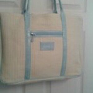 Sue Devitt Large Straw Beach Tote Bag, Purse, Travel, Picnic Faux Crocodile Trim